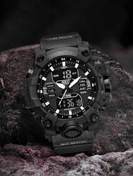 Analog-Digital Watch - For Men Stylish Black Trendy Water-Resistant Casual Sports