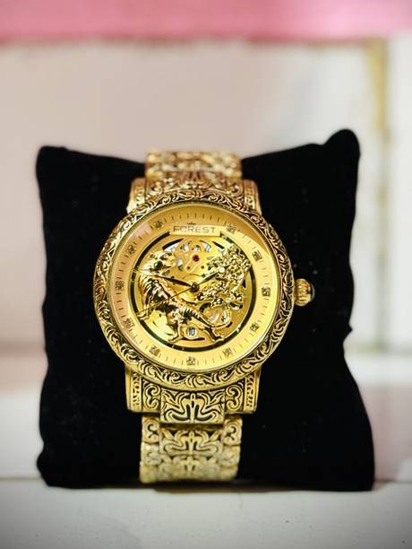 LUXURY FOREST ANALOG WATCH GOLDEN DEIL CURVED UNISEX WATCH Analog Watch - For Men ELVTE-111