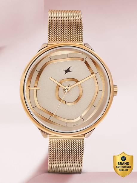 Fastrack Fastrack Stunners Beige Dial Rose Gold Stainless Steel ...