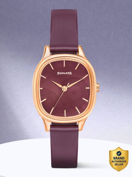 SONATA 8173WL01 Sonata Linnea Maroon Dial Maroon Leather Strap Analog Watch  - For Women