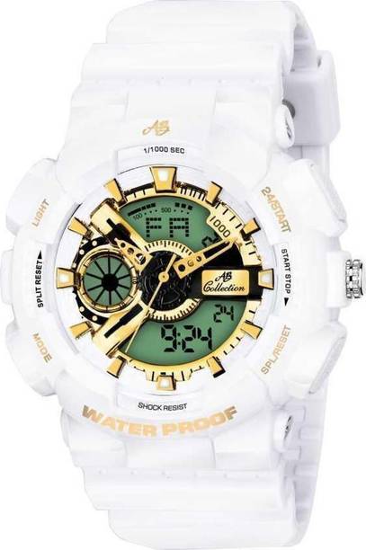 Luxury White Gold Sports Analog Watch  - For Men Dual Time Display, Waterproof Rugged Design, Multi-Functional Chronograph