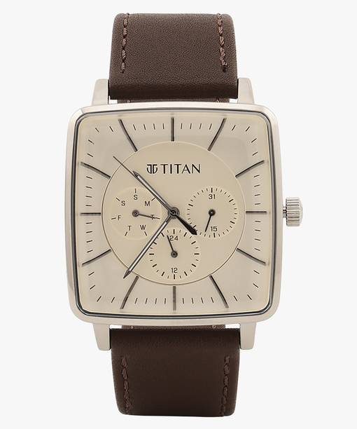 Titan Avant Garde Multifunction Beige Dial Brown LeatherStrap Analog Watch - For Men NT90147SL01,NT16033PP02W,90147SL01,NU90147SL01