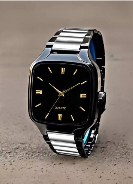 WRISTON SQVER RADO SILVAR & BLEK Analog Watch Display with Slim Case Design Wrist Watch for Men Analog Watch  - For Men