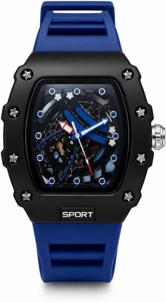 Classic collection Analog Watch  - For Men Luxury Skeleton Dial Watch Blue Strap Automatic Style Analog Watch