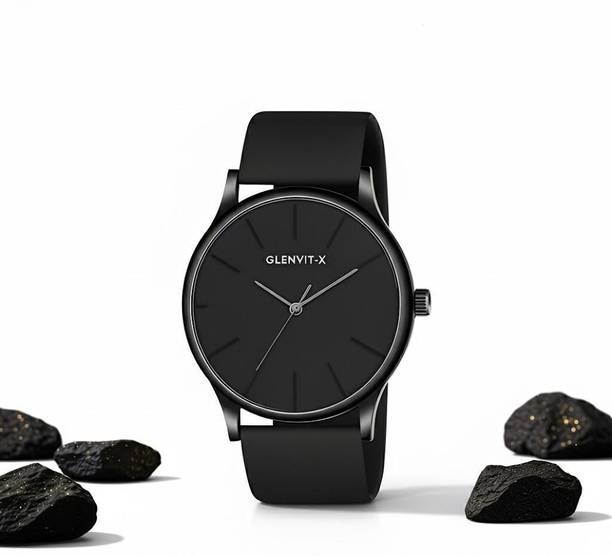 Minimalist Analog Watch, Black Dial, Silicone Strap, Unisex Analog Watch  - For Men And Boys 101