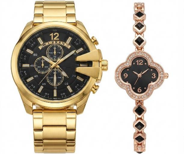 Couple Analog Watch Combo Analog Watch  - For Couple wh couple qtt + qqt black