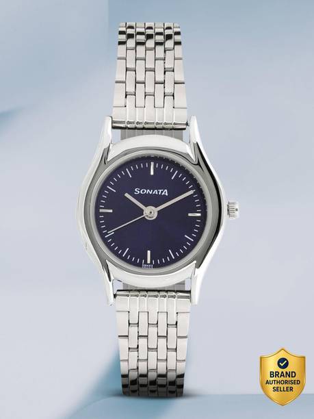 SONATA NP87020SM01 Sonata ESSentials Midnight Blue Dial Silver SS Strap Analog Watch  - For Women