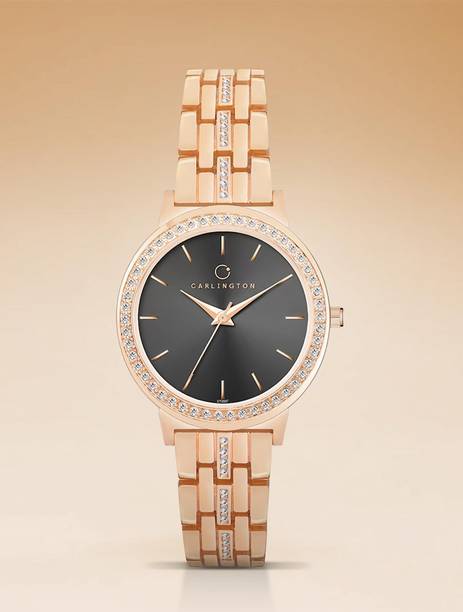 Carlington Iconic Series Premium Ladies Wrist Watches Analog Watch - For Women CT 2037 RoseBlack