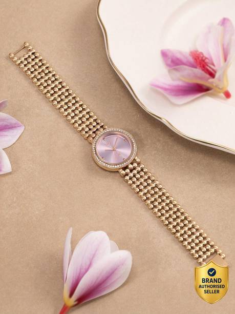 Fastrack Vyb Iconique Quartz Lavender Dial Rose Gold Strap Analog Watch  - For Women FV60111WM02W