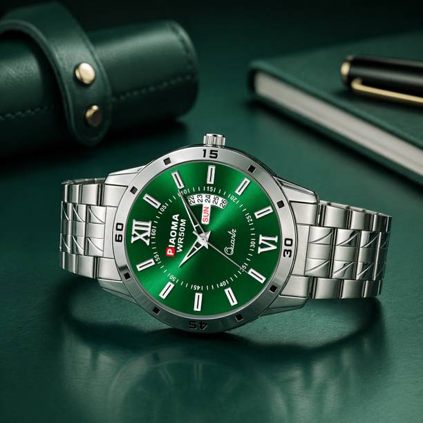 Roman Style Luxury Green Color Day and Date Analog Watch  - For Men Roman Green Luxury Dial with Day and Date