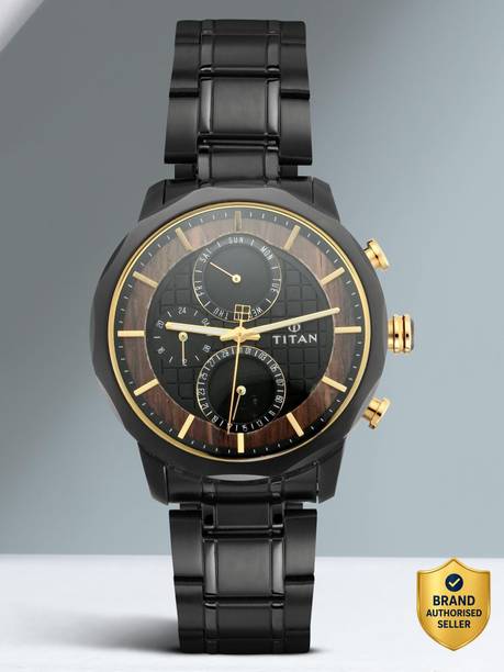 Titan NQ1789KM02 Titan Grandmaster Multifunction Black Dial Black MetalStrap Analog Watch  - For Men