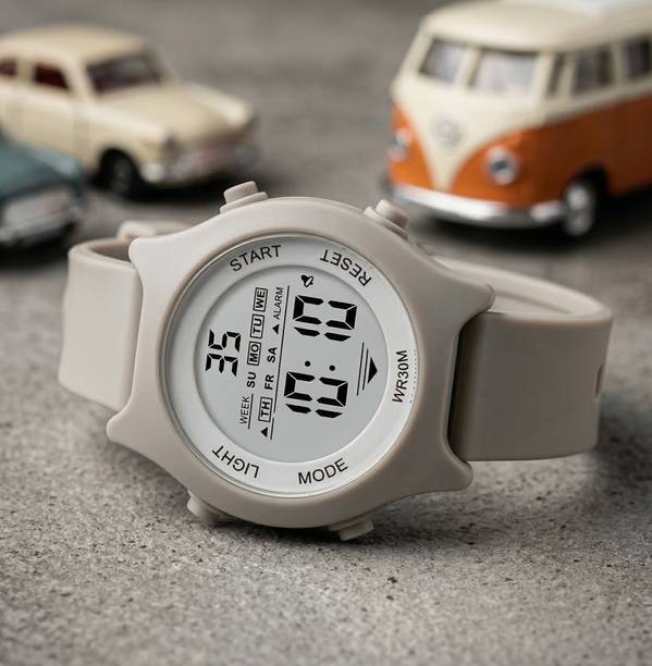 Unisex Multifunctional, LED Light Display, Sports Watches for Kids Above 6 Years Digital Watch  - For Boys & Girls KD-212 BEIGE