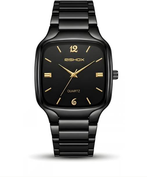 Rishox RISHOX Men’s Analog Watch Black Square Dial Black Steel Strap RISHOX Men’s Analog Watch Black Square Dial Black Steel Strap Analog Watch  - For Men