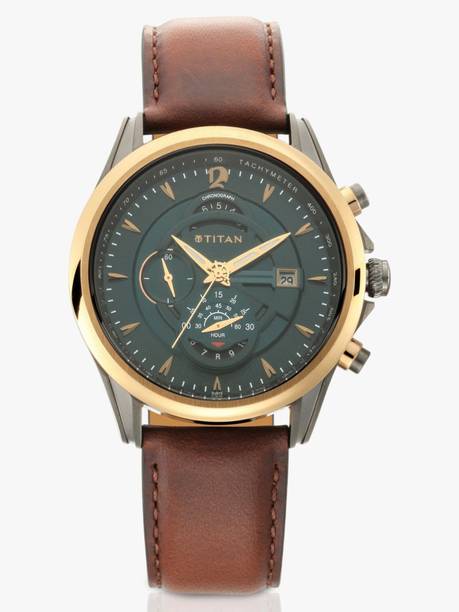 Titan Maritime Pro Chronograph Green Dial Brown LeatherStrap Analog Watch - For Men NT1828QL03,SP80062WM01W,1828QL03,NU1828QL03,NU1830KL02