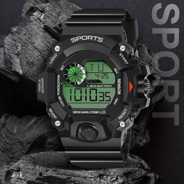Date Alarm Shockproof Watches for Unisex Digital Watch  - For Boys & Girls 7003 Unique Designed Black Round Big Dial Digital Watch For Kids