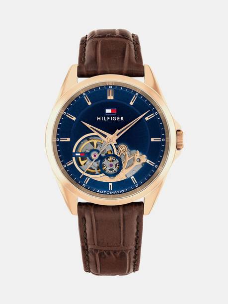 Tommy Hilfiger Baker Automatic Blue Dial Brown Leather Strap Analog Watch - For Men TH1710715W,TH1710715