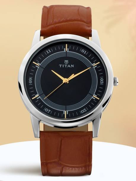Titan Quartz Blue Dial Brown Leather Strap Analog Watch - For Men NT1773SL02,NU1773SL02