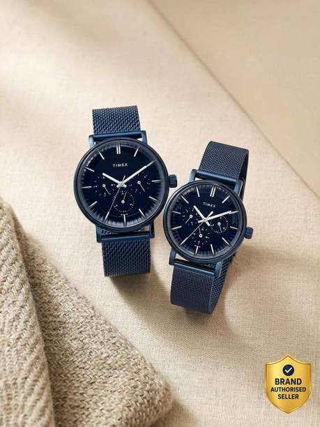 Round 43mm Blue Dial Analog Watch  - For Couple TW0PRE005