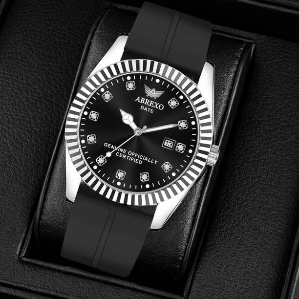 Aesthetic Series Blackl Dial Date Working Black Magnet Strap Watch For Boys Analog Watch  - For Men Abx4551-RLX SL BK MGT ST