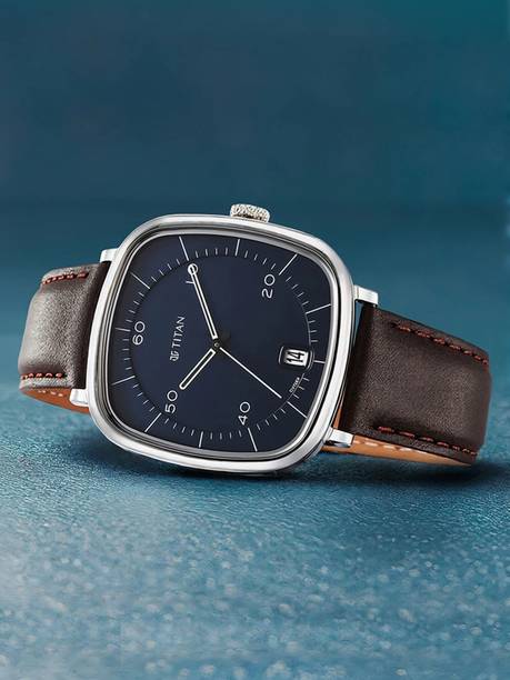 Titan Neo Curve With Date Blue Dial Brown LeatherStrap Analog Watch - For Men NT1885SL03,NU1885SL03