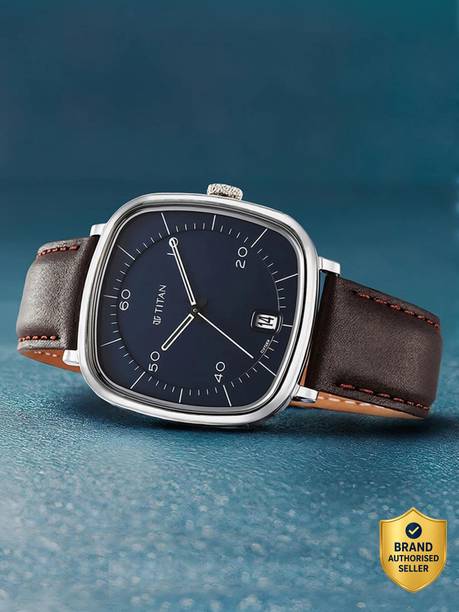 Titan Neo Curve With Date Blue Dial Brown LeatherStrap Analog Watch  - For Men NT1885SL03,NU1885SL03