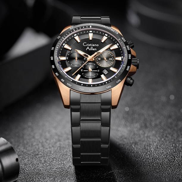 Multifunction Luxury Business & Sports Watch with Date – Model CA-8891 Analog Watch  - For Men Chrono_Analog_Black_RoseGold_SS_Quartz_Luxury