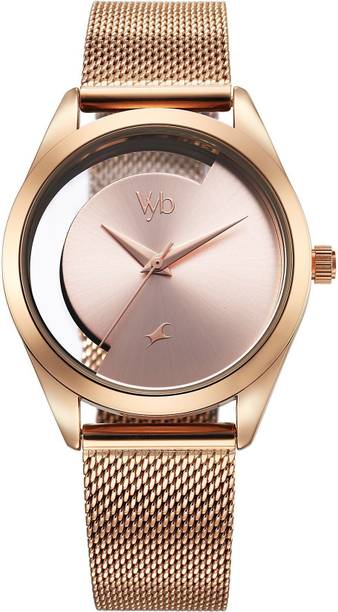 Fastrack Vyb Runway Pink Dial Rose Gold MetalStrap Analog Watch - For Women FV60031WM01W