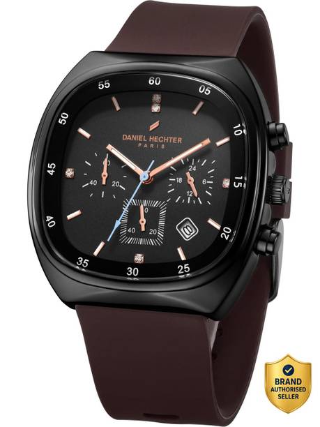 DANIEL HECHTER Model DHM1001 Paris Bercy Collection Modern Multi Functional Square Dial and Silicon Band Analog Watch  - For Men