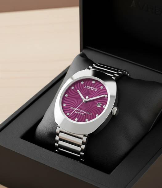 ABREXO Abx9992 Purple RDO Cali Cartel Studded Purple Dial Date Working Silver Quartz Watch For Boys Analog Watch  - For Men