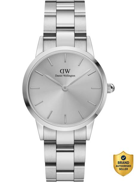 Iconic Link Unitone Silver color Round - 28 mm diameter Analog Watch  - For Women DW00100402