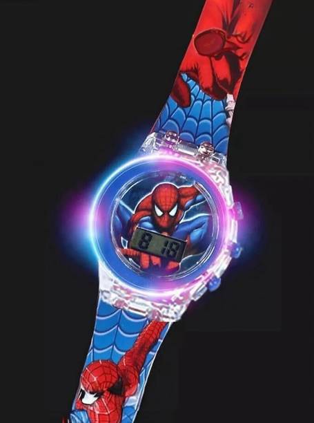 Digital Watch  - For Boys & Girls Spiderman Glowing Light Watch for Kids