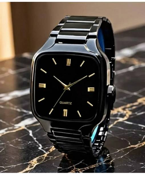 Dr Creative Men’s Luxury Black Square Dial Watch with Metal Strap 1 Analog Watch  - For Men