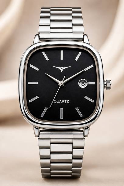 Premium Black Dial Stainless Steel Unisex Analog Watch with Date for Men & Women Analog Watch  - For Men & Women NSM-26-BLACK
