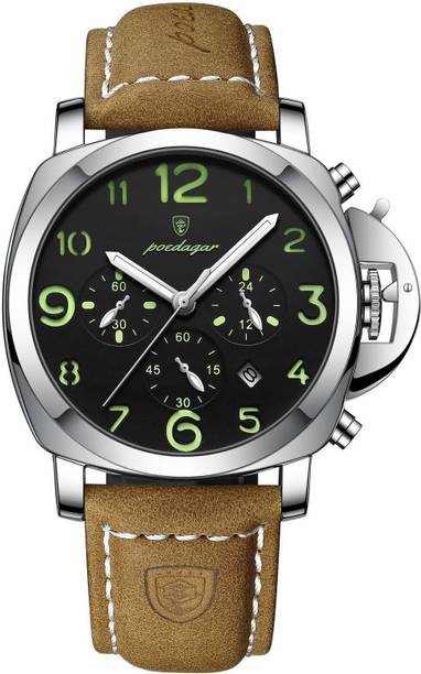 Mens Watch Analog Chronograph Luxury Brown Strap Wrist Watch For Men Analog Watch - For Men 859
