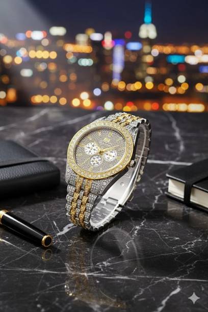Premium Gold & Silver Watch with Diamond Detailing Analog Watch  - For Men & Women TRENDY
