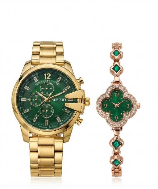 Couple Analog Watch Combo Analog Watch  - For Couple wh couple qtt + qqt green