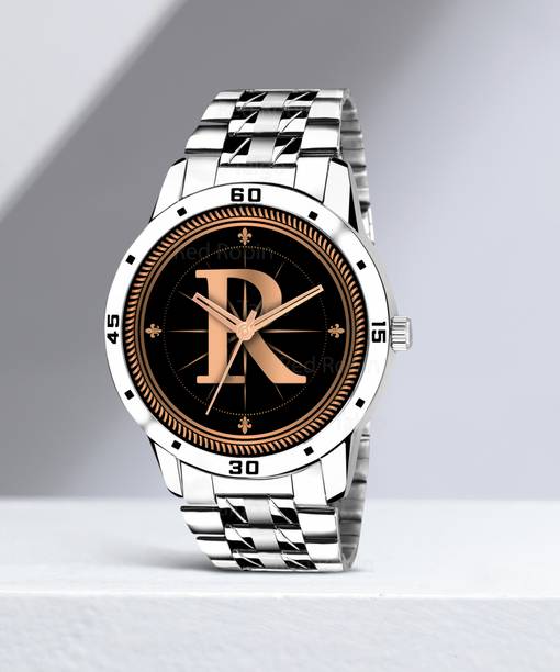 Red Robin ALPHA-R-AVO-SIL-STL Fancy Design Stylish ALPHABET R Dial Silver Leather Strap Men Wrist Watch Analog Watch  - For Boys