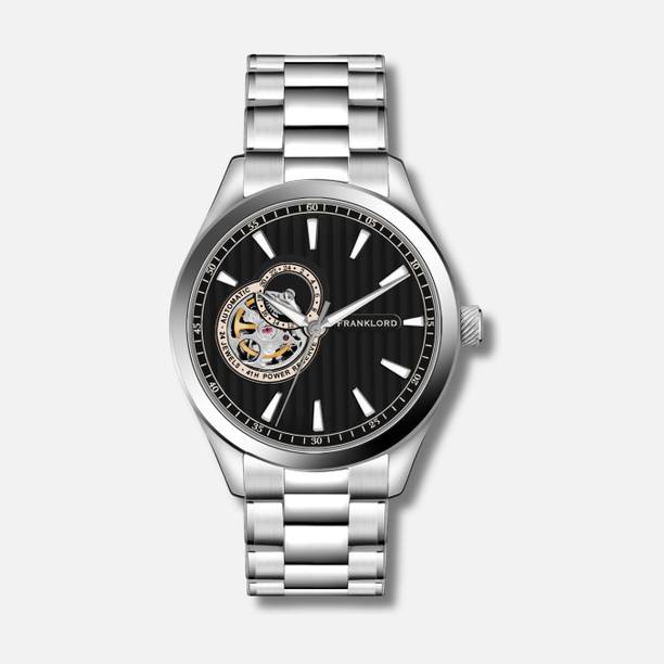 FRANKLORD Midnight Steel Regal Sapphire Open Heart Analog Watch  - For Men