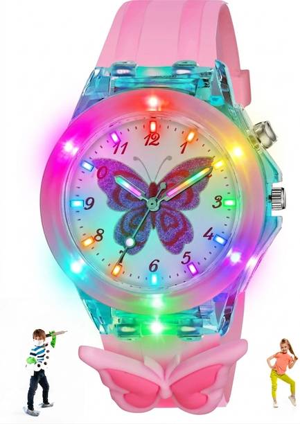 Luminous LED Light Up 3D Cute Cartoon Character Soft Silicone Strap Analog Watch  - For Boys & Girls KIDS-LED-GLOW