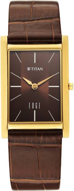 Edge Monture Quartz Brown Dial Gold Leather Strap Analog Watch - For Men 1043YL10