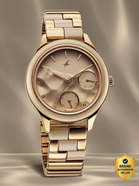 Fastrack Cerame Multifunction Beige Dial TwoToned Ceramic Strap Analog Watch - For Girls 6294KD01,NU6294KD01