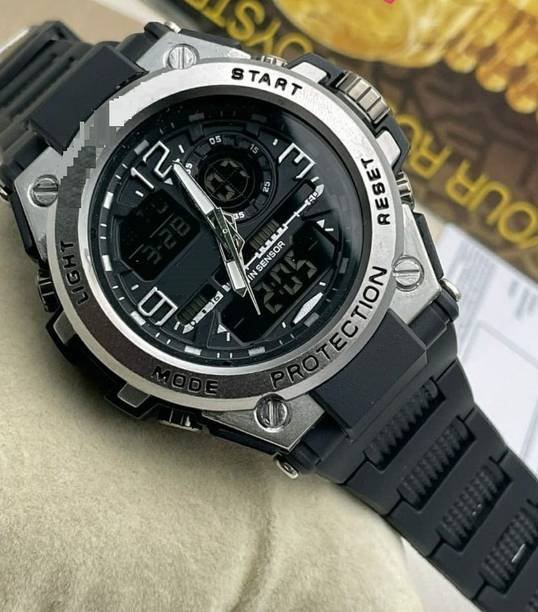 Premium Men’s Wrist Watch | Durable & Stylish Design for Outdoor & Daily Use Analog Watch - For Men Analog-Digital Sports Watch | Black Silicone Strap | Multifunction Wrist Watch