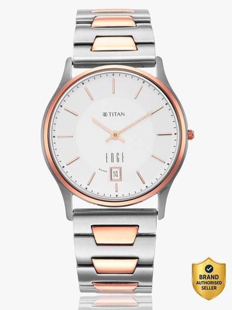 Titan Edge Metal Silver Dial Silver & Rose Gold Stainless Steel Strap Analog Watch  - For Men NT1683KM01