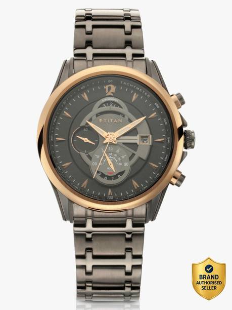 Titan NQ1830KM01 Titan Maritime Chronograph Anthracite Dial Anthracite SS Strap Analog Watch  - For Men