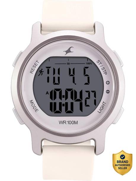 Fastrack Street Line Digital Dial Beige Silicone Strap Digital Watch  - For Girls NR68027PP04