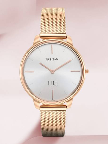 Titan Edge White Dial Rose Gold Stainless Steel Strap Analog Watch - For Women NT2654WM01,TH1782671,2654WM01