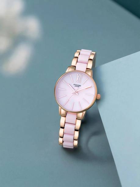 Sonata Poze Pink MOP Dial RoseGold & Pink Metal Strap Analog Watch - For Women SP80051KD01W