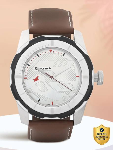 Fastrack Economy Silver Dial Brown Leather Strap Analog Watch - For Men NT3099SL01,NN3099SL01
