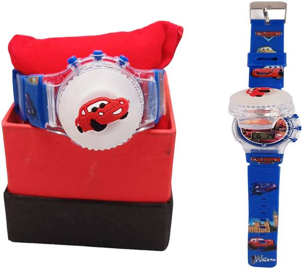 Kids Digital Watch  - For Boys Spinner and Light on Car Character