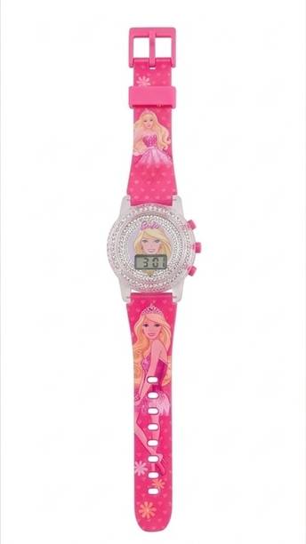 Shiny Diamond Studded Dial Cartoon Wrist Watch Digital Watch  - For Girls Premium Princess Pink Digital Watch for Girls